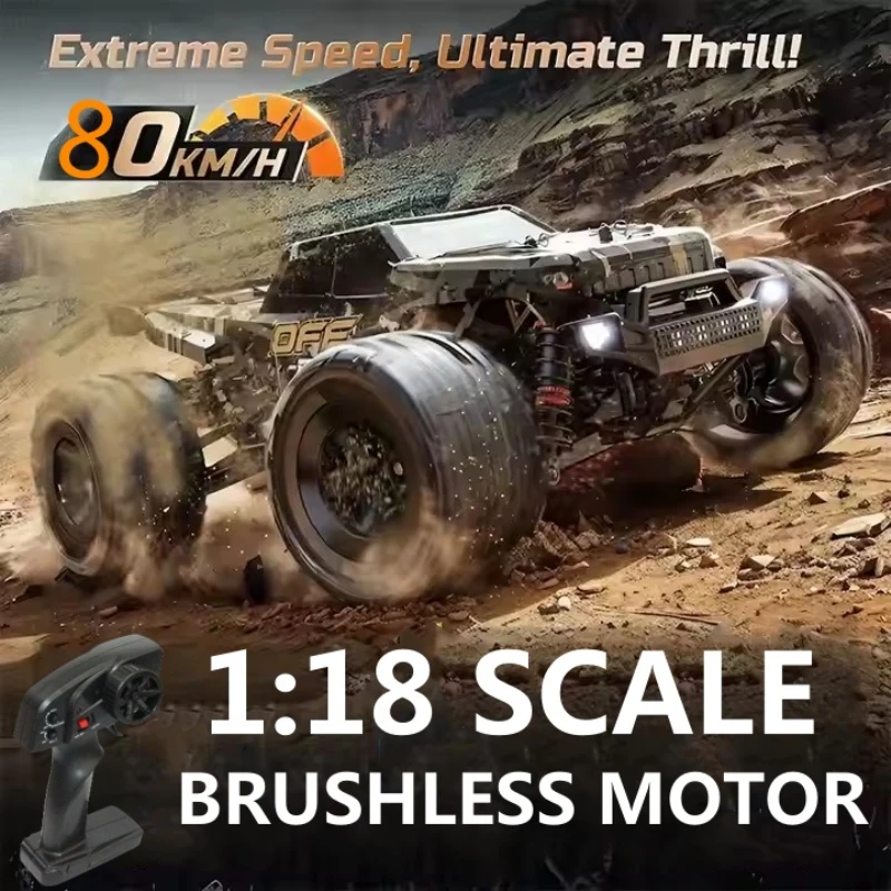 80KM/H Brusless RC Racing Car 1:18 Full Scale 4WD Off Road High Speed RC Truck Car Brushless Drift Racing Car Vehical Toy Gifts