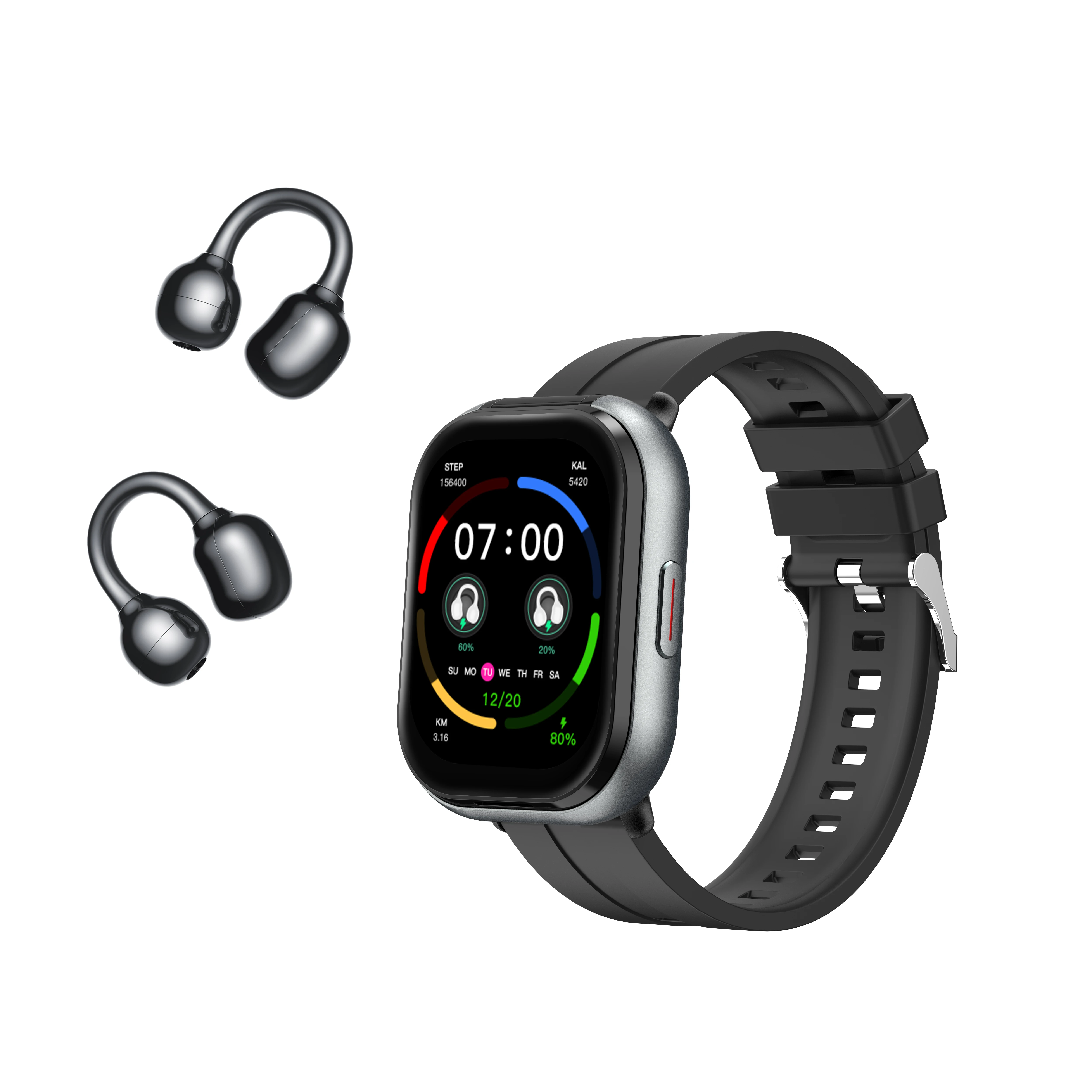 Ear-cup Headphones Smartwatch 2-in-1 Wireless Call Music Control 2.01-inch HD Large Screen Fitness Tracker Men Women Smartwatch