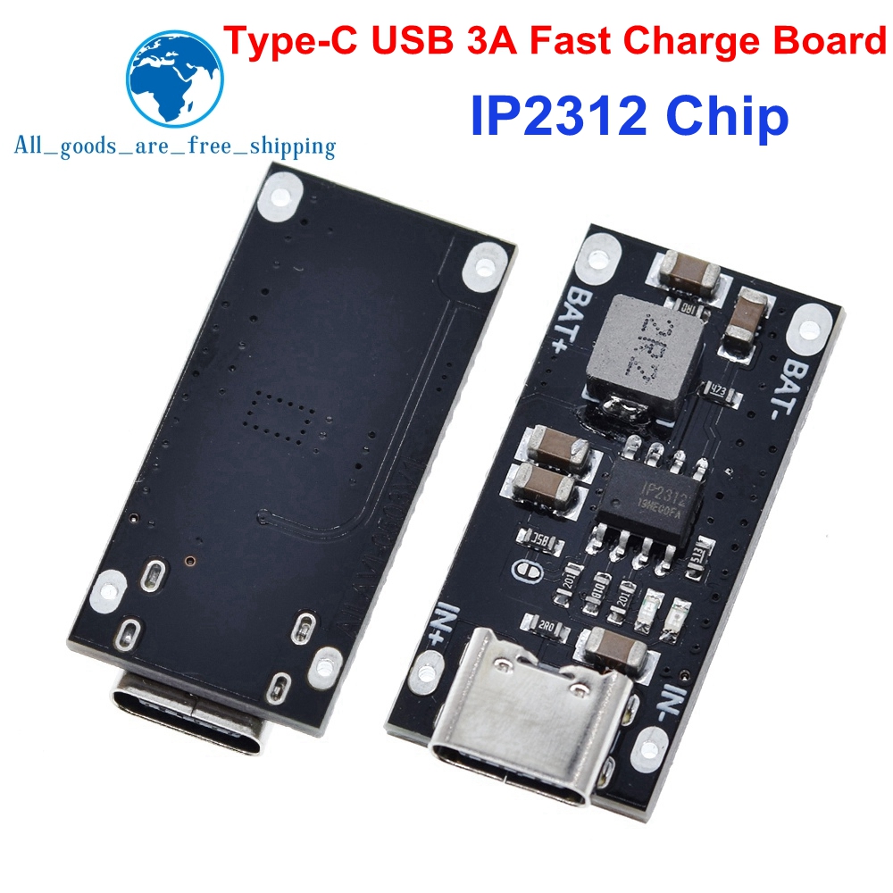  TZT Type-C USB Input High Current 3A Polymer Ternary Lithium Battery Quick Fast Charging Board IP2312 CC/CV Mode 5V To 4.2V 