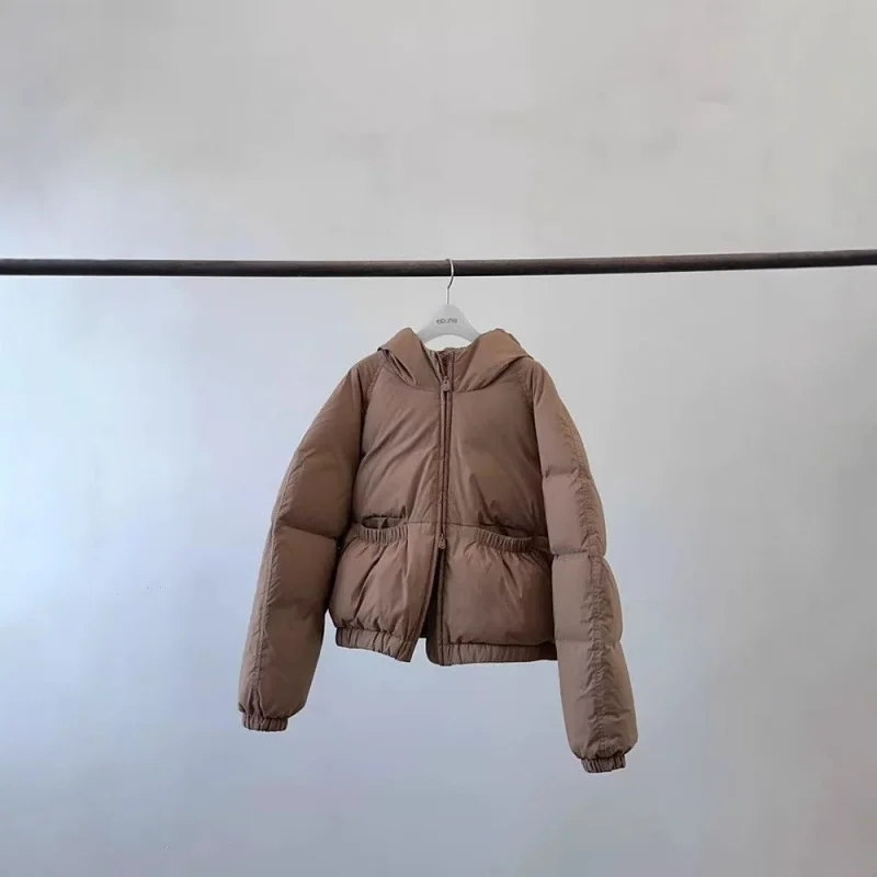ERUME 東大門2024冬 グースダウンジャケット レディース Sサイズ おしゃれ 暖かい綿コート 通勤 ストレートカット