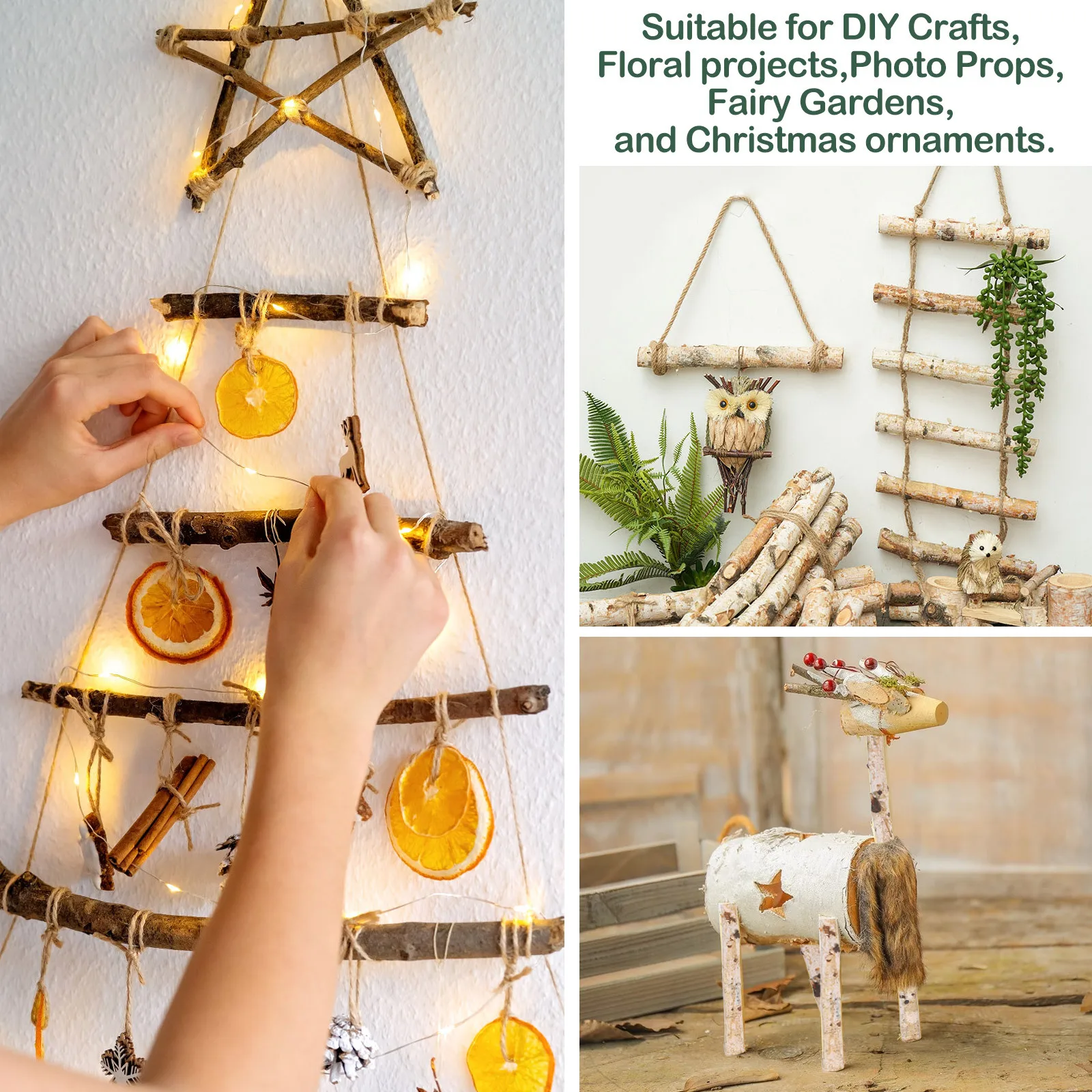 6 قطعة أعواد خشب البتولا أغصان خشبية طبيعية DIY بها بنفسك الحرف ديكور ترتيبات الأزهار صور الدعائم الحدائق الجنية عيد الميلاد الحلي