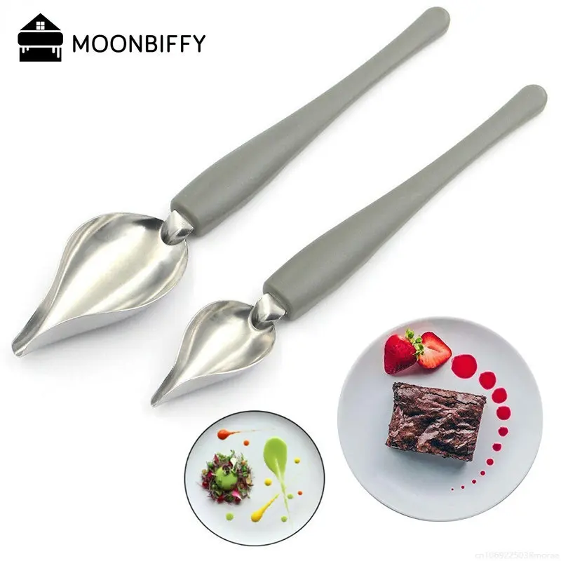 2Pcs Culinary Drawing Spoons Chef Pencil Sauce Painting Spoon Chocolate Cream Sauce Cake Decoration Spoons Kitchen Accessories