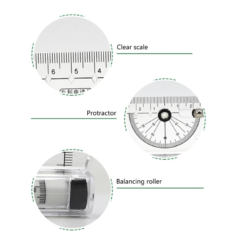 Multi-functional Drawing Ruler Pulley Centering Rolling Parallel Compass-Ruler Curve School Stationery Protractor Ruler