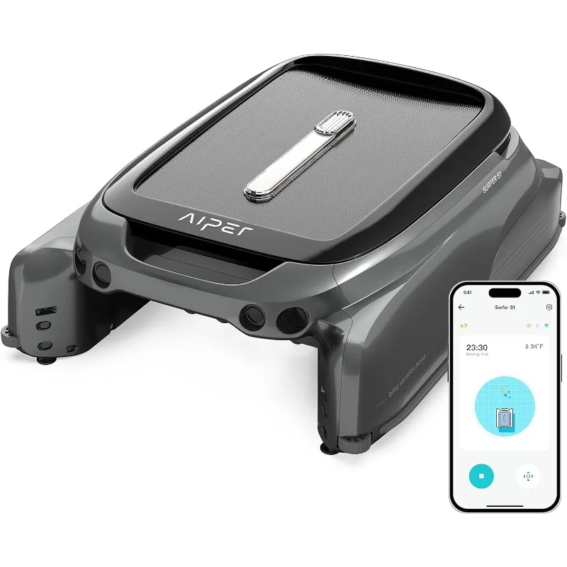 

AIPER Solar Pool Skimmer Pool Surface Cleaning Robot with APP Support, Solar Powered and DC Charging for Continuous Cleaning