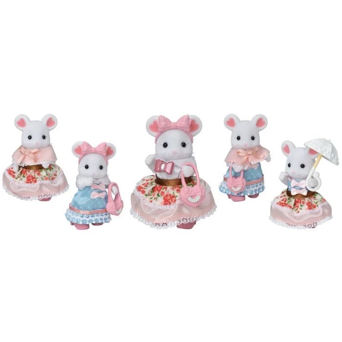 Sylvanian family-Conjunto de vestido de Ciudad del bosque, accesorios originales, caja de moda de ratón de caramelo de algodón, juguetes de Casa de