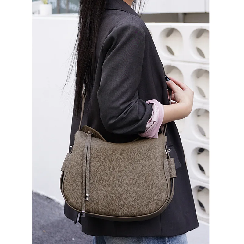 Niche Design Women's Bags New Popular Fashion Simple Shoulder Bag Senior Sense Of Head Layer Cowhide Versatile Women's Bags