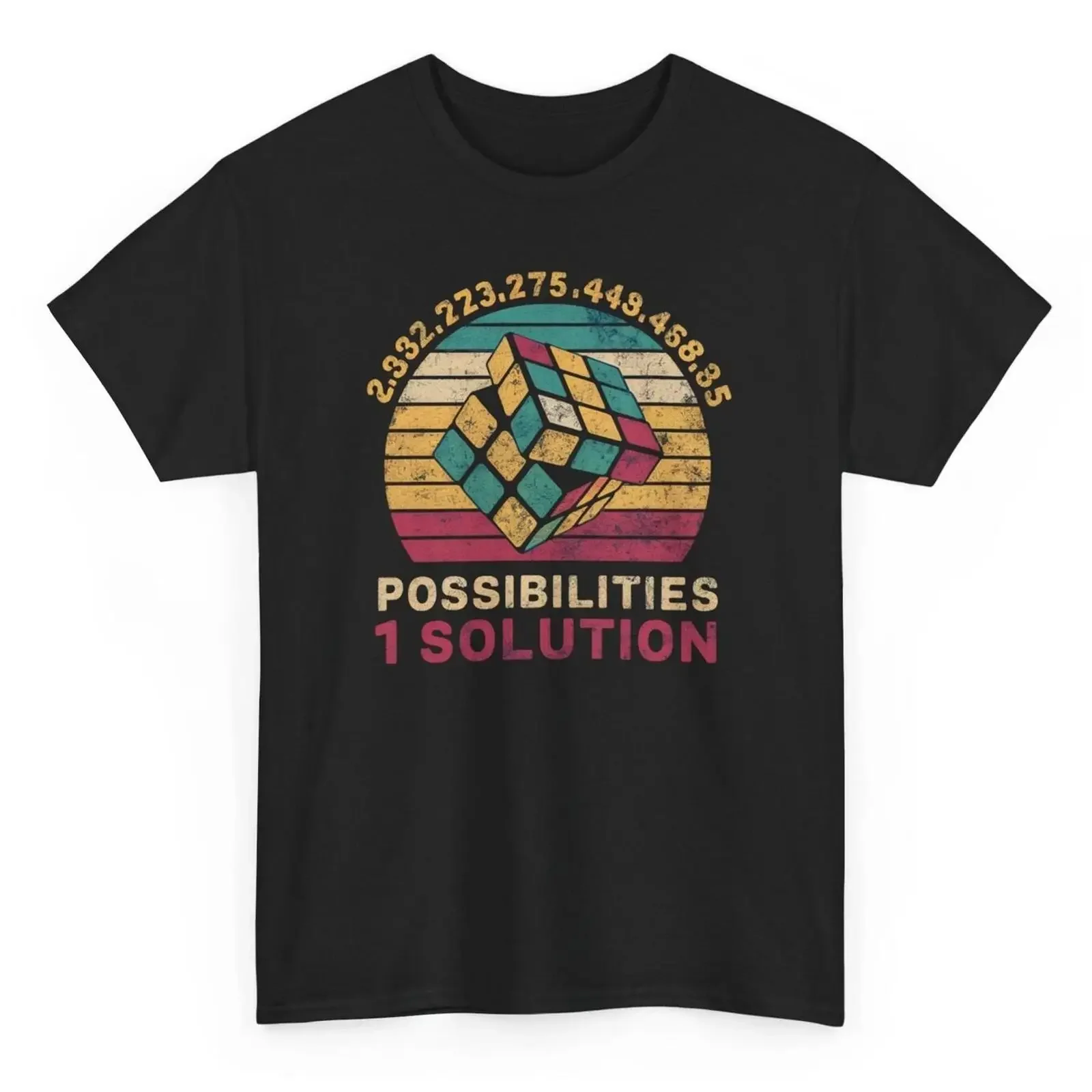 Puzzle Cube One Solution Funny T shirt Retro Cubing Math  vintage Washed Slightly Casual Versatile Soft Breathable fashion