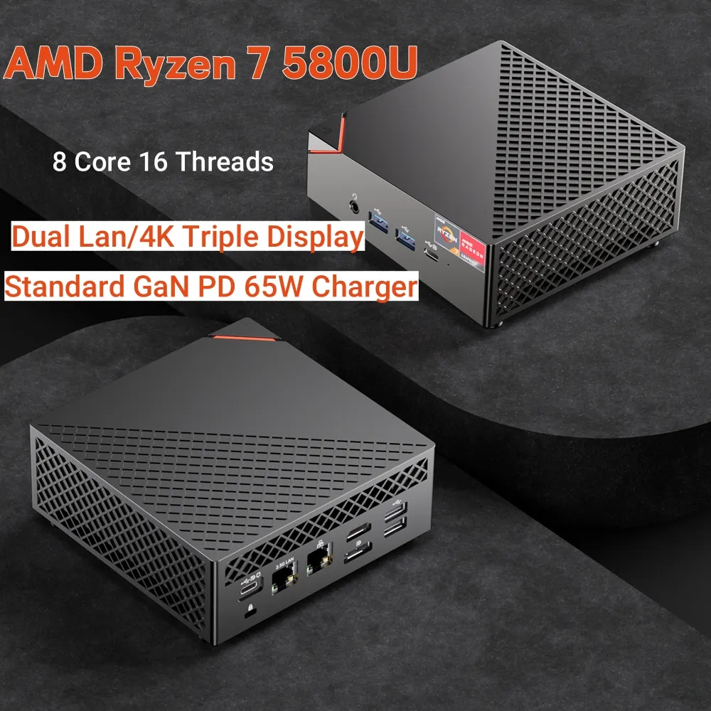 AMD Ryzen 4500U Micro Gaming Mini PC DDR4 M.2 NVME Win 11 Gamer Desktop Computer Dual 2.5G 4K Triple Display HD DP WiFi6 BT5.2