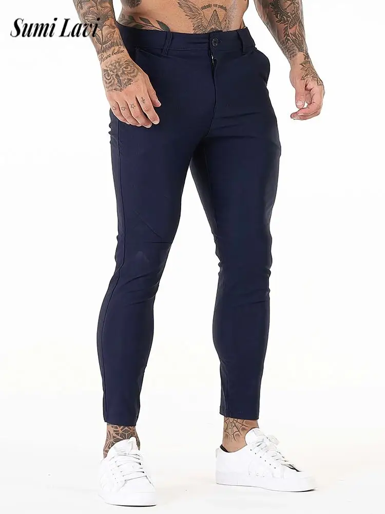 

Стильные мужские брюки-карандаш, уличная одежда, модные однотонные эластичные облегающие брюки, мужские спортивные тренировочные повседневные брюки