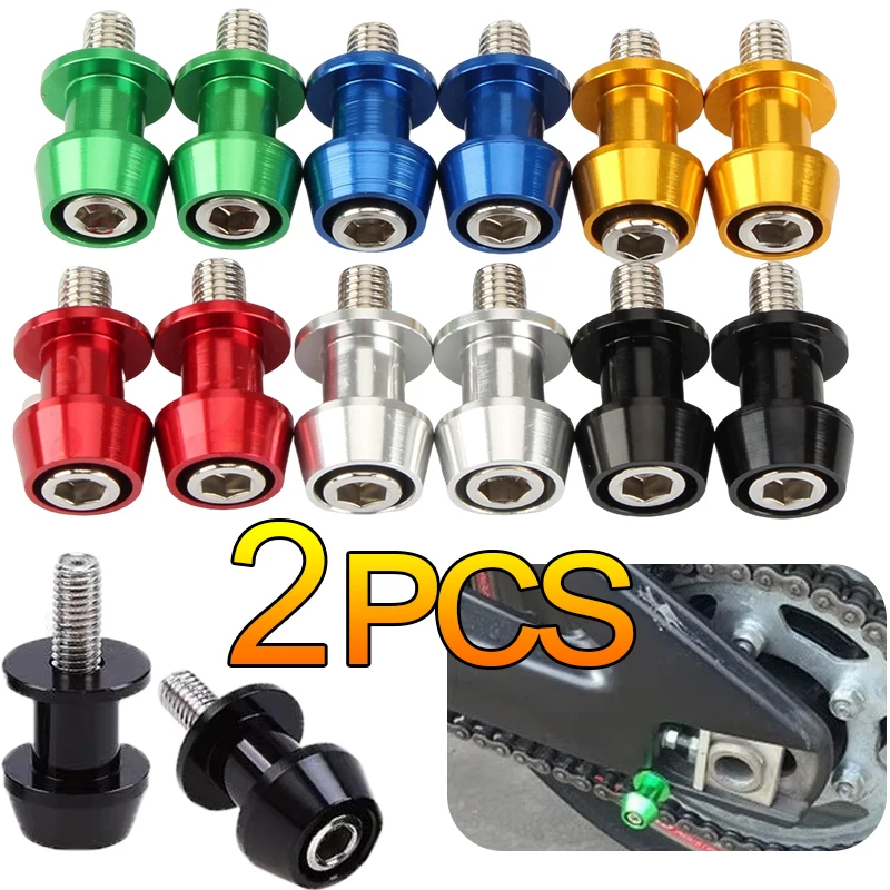 2x Motorcycle Swingarm Spools 6mm 8mm 10mm CNC Aluminum Alloy Stand Screw Slider Bobbin Universal Motorbike Rear Swing Arm Spool