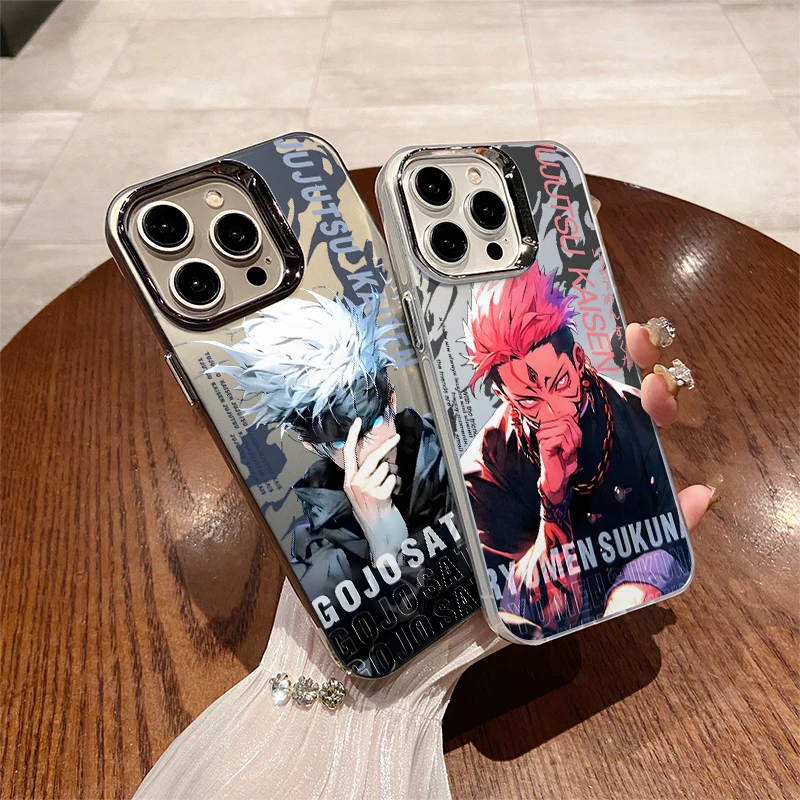 Jujutsu Kaisen Satoru Gojo Cool Anime Stuff Electroplated Case For iPhone 15 14 Plus 15 14 13 12 11 Pro X Xs Max 7 8 Plus Cover