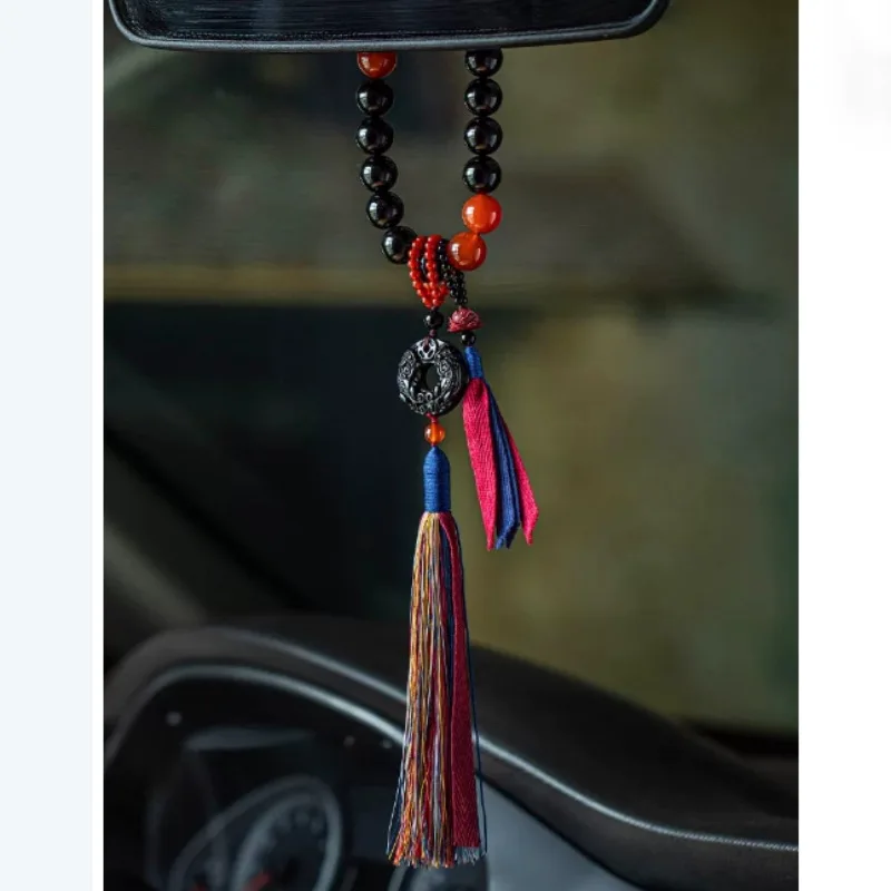 Natural Obsidian Peace Buckle Automobile Hanging Ornament Wealth Source High-End Interior Trim Hanging Ornaments Per Lukcy Chamr