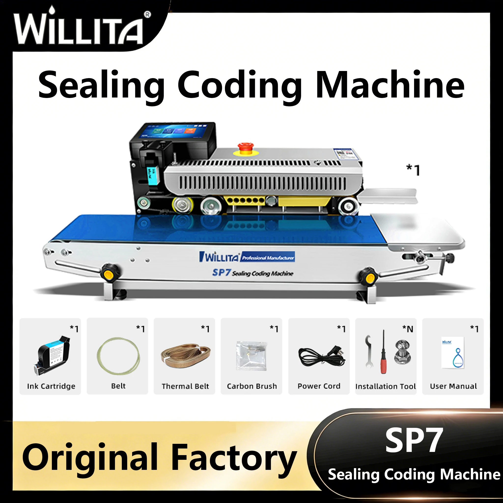 WILLITA Intelligent Sealing Coding Machine Smart Sealing Inkjet Printer 0-30m/min High Sealing Speed with Plastic Bag Sealer