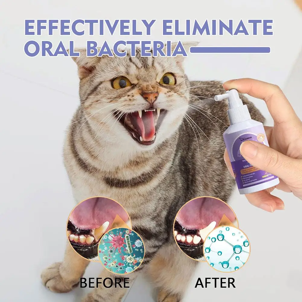 Pet Oral Cleaning Spray Dogs Cats Tooth Cleaning Prevent Pet Oral Breath Calculus Bad Oral Removal Care Dental Fresh Deodor Z9K3