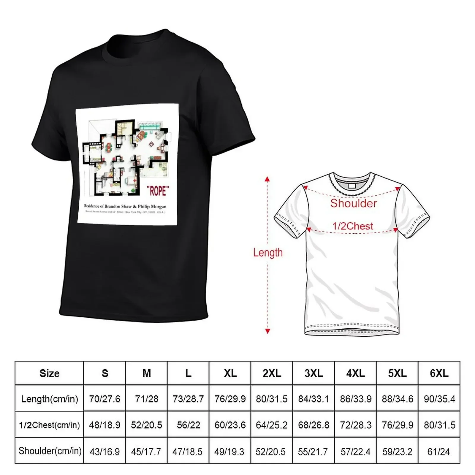 Floorplan of the apartment from Hitchock's ROPE T-Shirt blacks cheap stuff shirts graphic tees oversized t shirt men