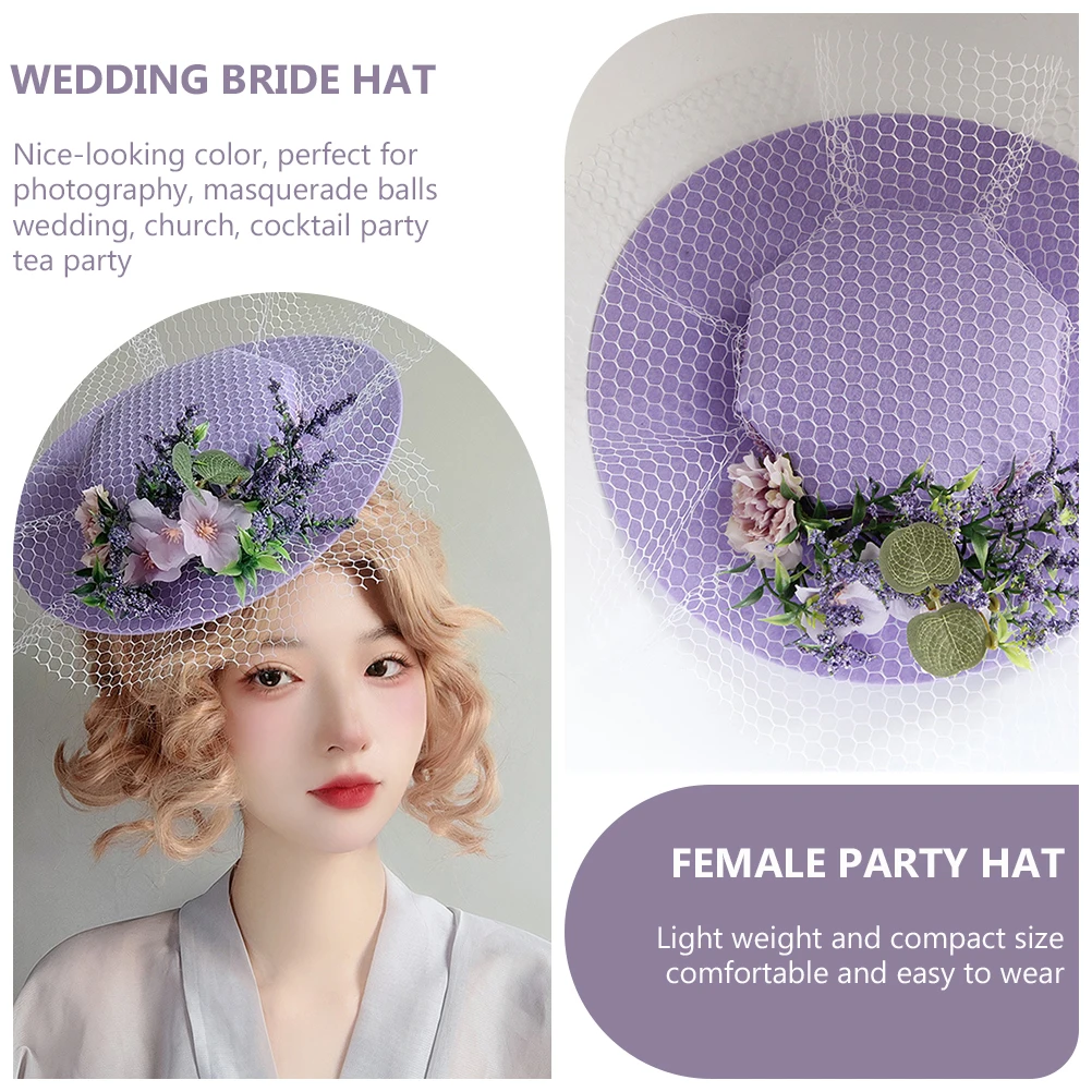 

Retro Women Banquet Performance Lady Headwear Decorative Flower Top Hat Cheongsam Headdress Wedding Bride Hat Lightweight
