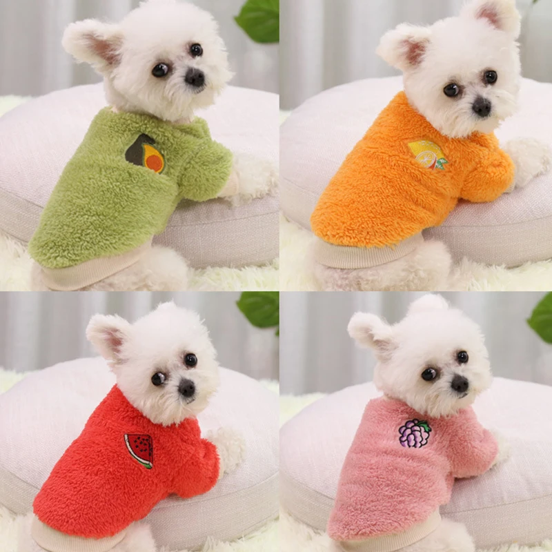 Cute Fruit Print Dog Hoodies Warm Pet Dog Clothes Luxury Puppy Coat Jacket Winter Cat Pullover Chihuahua French Bulldog Clothes