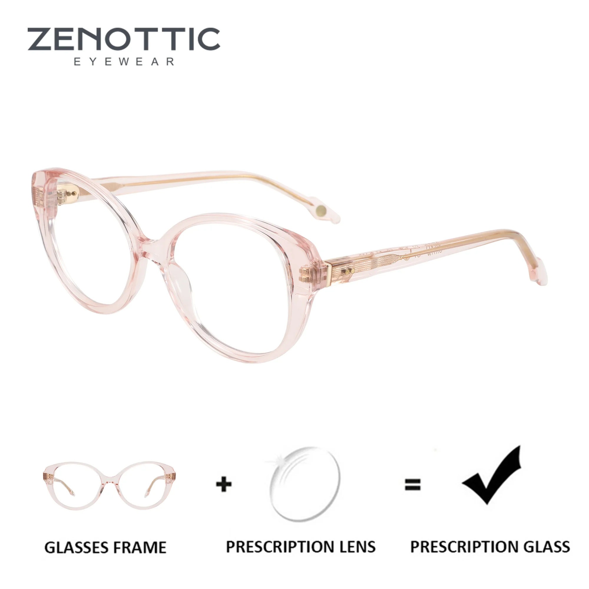 ZENOTTIC Acetate Butterfly Prescription Glasses For Women Progressive/Anti Blue Light Myopia Graduated Optical Eyewear