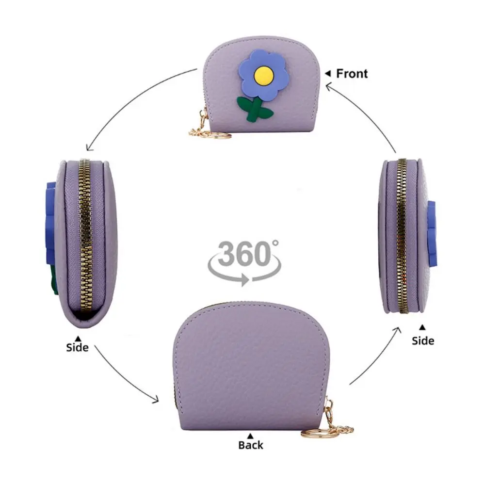 11 فتحة حامل بطاقة الجهاز الصغير تصميم زهرة مع سلسلة المفاتيح الكرتون زهرة حافظة للبطاقات المدمجة متعددة الأغراض متعددة الفتحات تغيير المحفظة