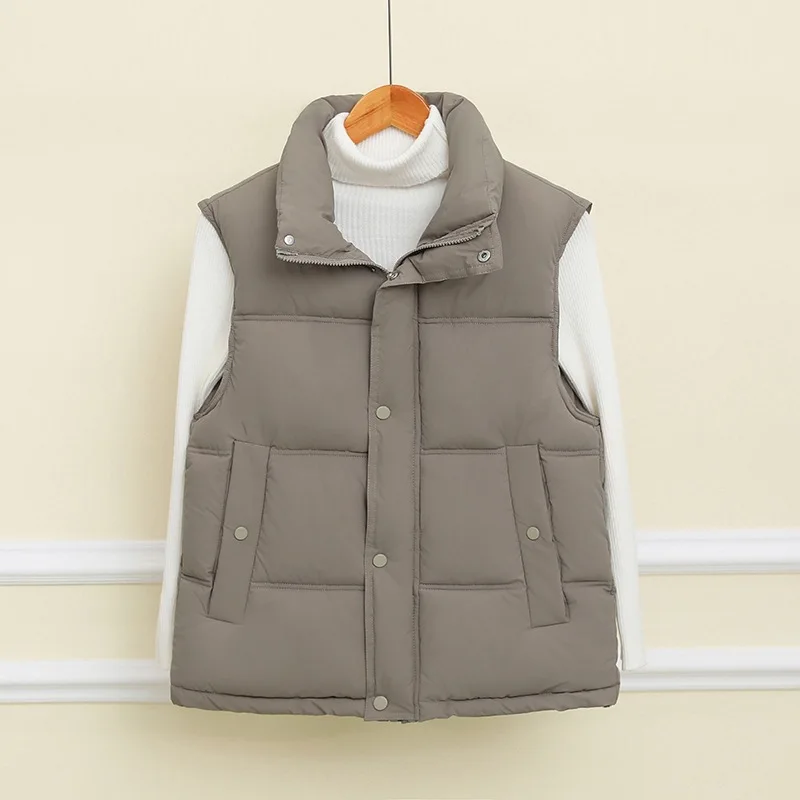 Women Cotton Vest Autumn Winter Fashion Stand Collar Warm Loose Sleeveless Short Jacket Female Waistcoat Chaleco Mujer Outerwear