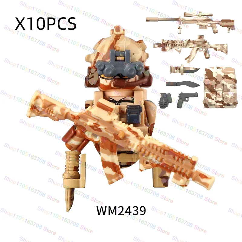 MOC – blocs de construction militaires en briques, Mini soldats d'action, accessoires, figurines, jouets d'assemblage, cadeaux de noël, WM6147