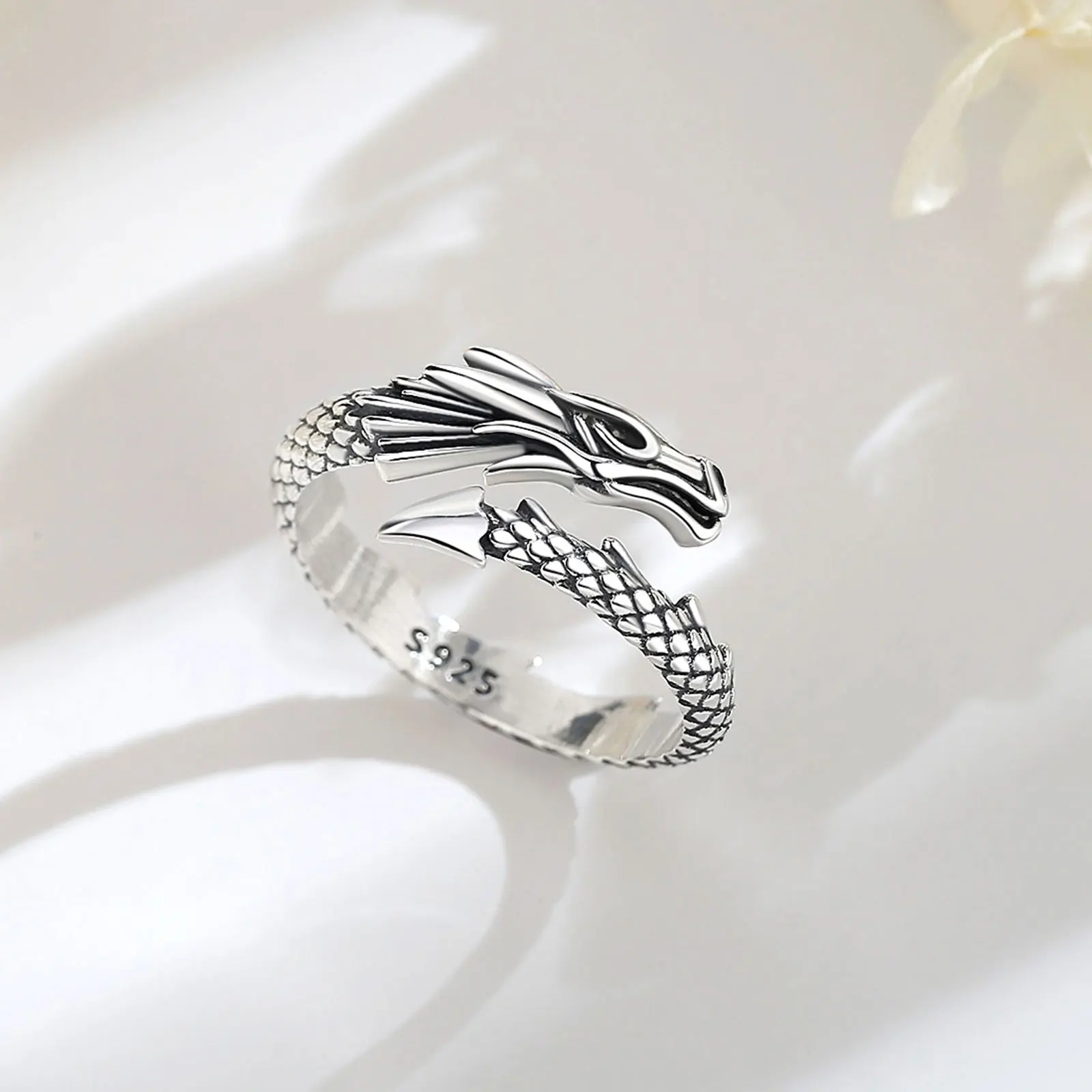 Eudora 925 Sterling Silver Dragon Adjustable Ring Temperament Personality Cool Dragon Ring Vintage Jewelry Gift for Men Women - Image 4