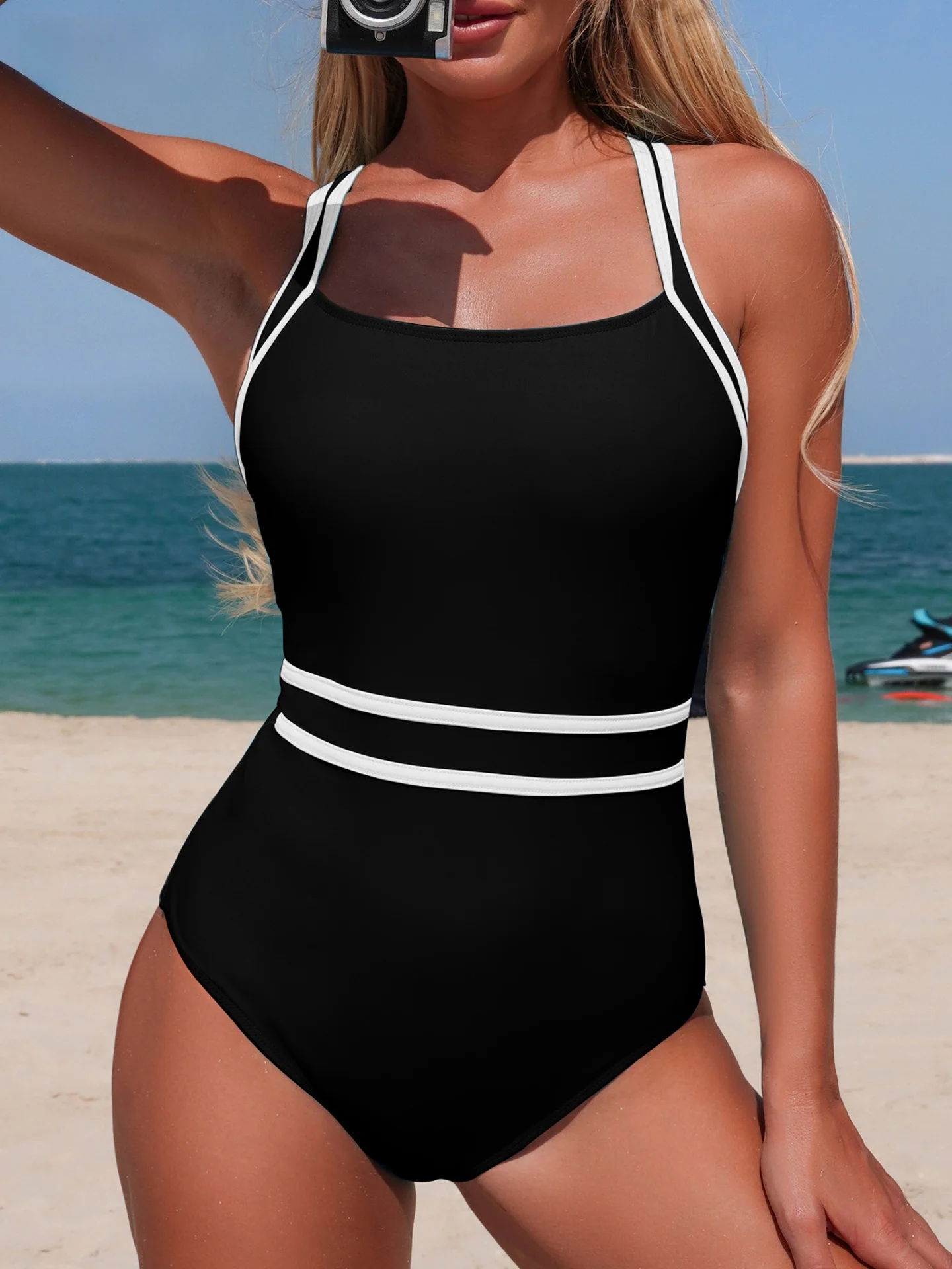 

New 2026 plus Size Ladies' One-Piece Swimsuit Spor Thermal Bathing Suit Belly Covering Plump Women's Swimwear Fitn
