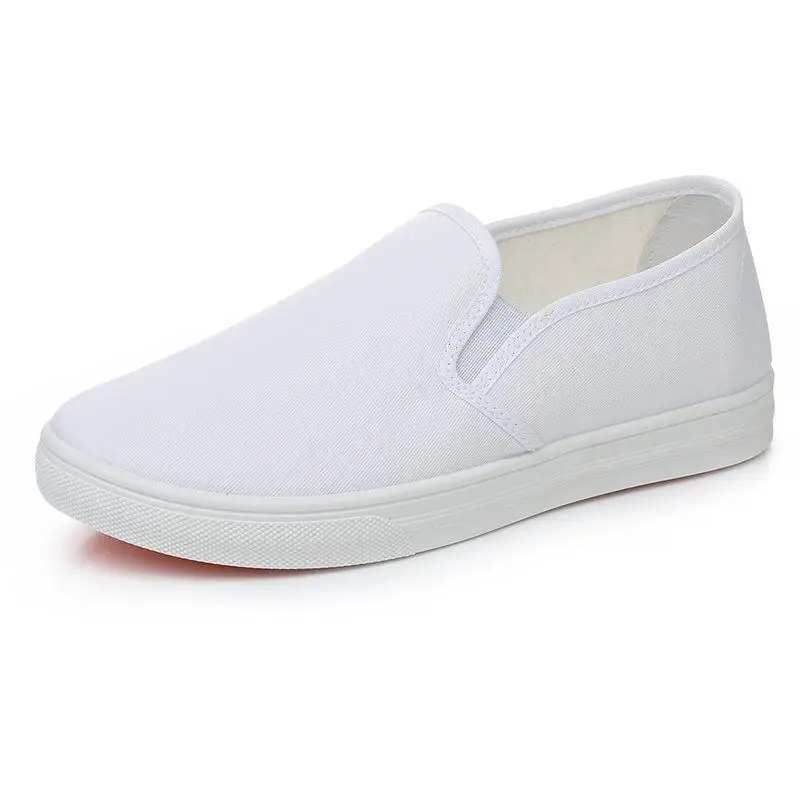 Men's Nurse Shoes Slip-On Canvas Shoes Breathable White Summer Soft Bottom Healthcare Work Shoes Women's Flat Heel Casual Loa... view 5