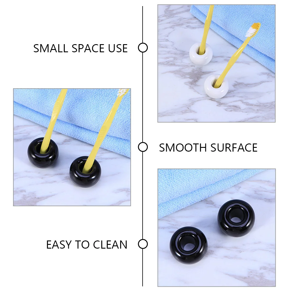

4Pcs Toothbrush Stand Ceramic Holder Stable Base for Bathroom Vanity Pen Holder Desktop Organizer Single Pen Stand