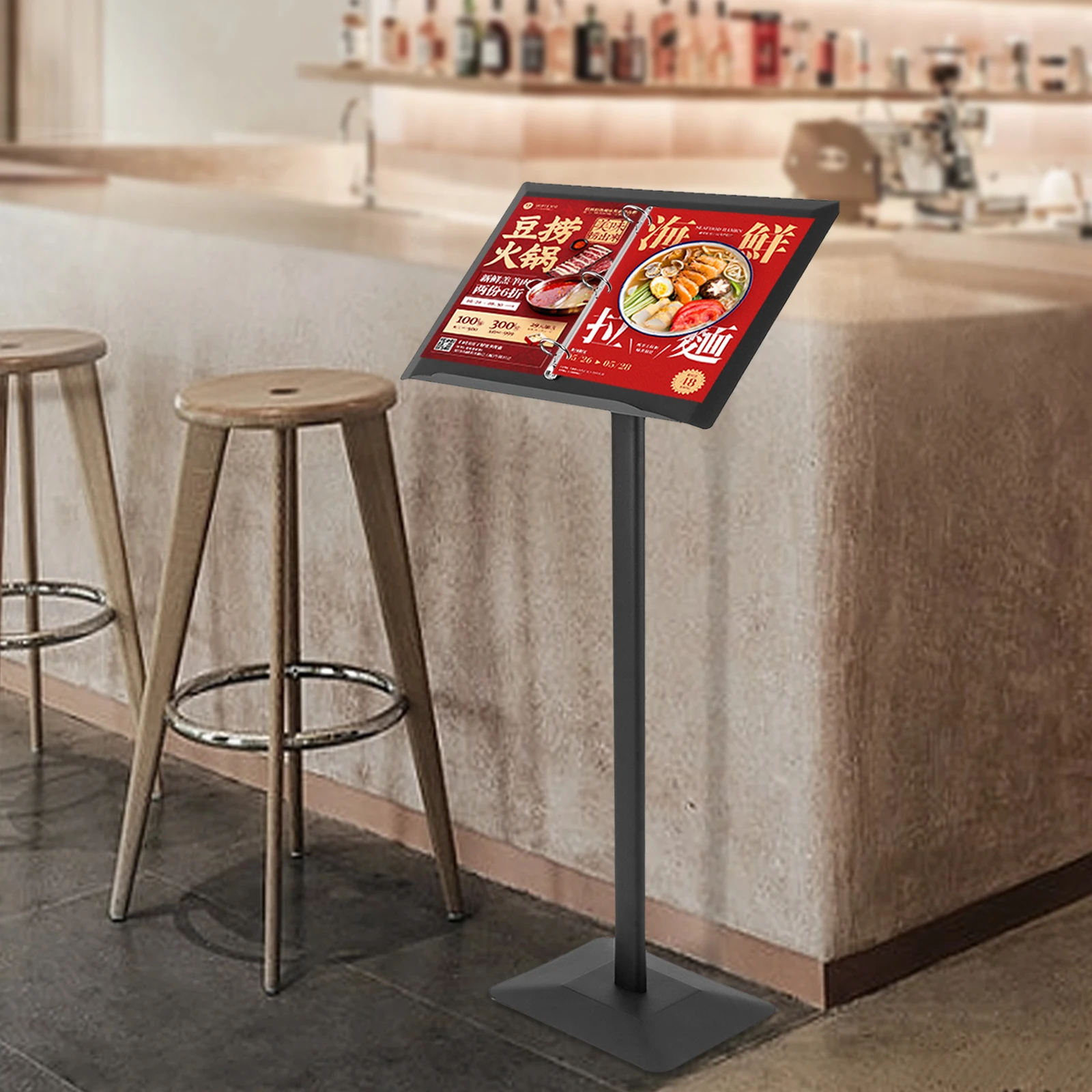 Professional Menu Stand – Strong Aluminum Alloy Construction with Anti-Slip EVA Pads