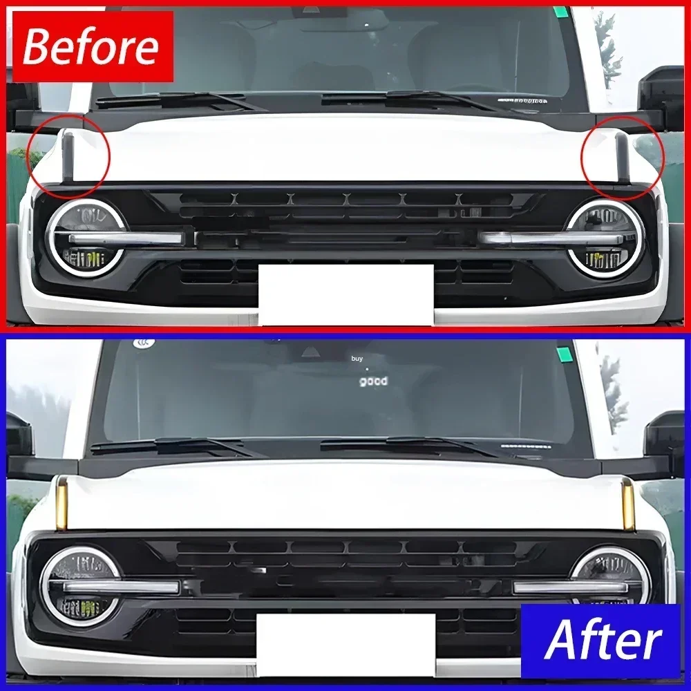 

For Ford Bronco Front Hood 2021-2024 Car DRL Assembly Upgrade LED Flashing Signal Light Front Hood Light Accessories Tools