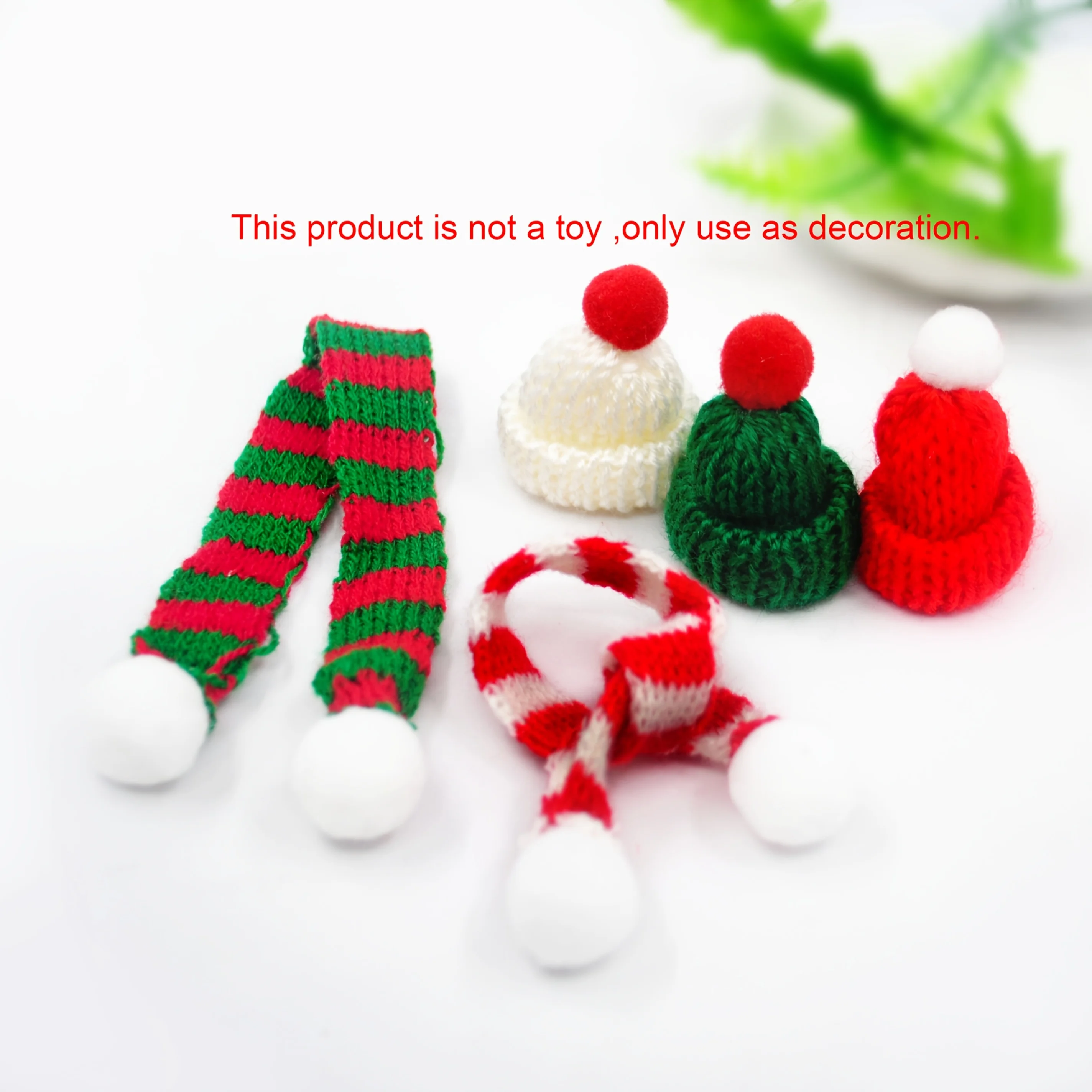 Mini Gorros Navideños Tejidos, Bufandas Rojas y Verdes a Rayas, Decoración para Botellas de Vino, Manualidades para Fiestas Navideñas
