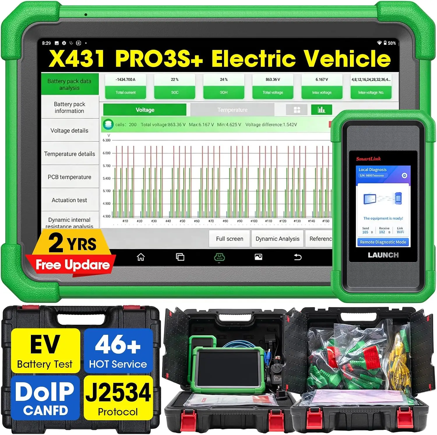 LAUNCH Electric Cars Diagnostic Tool New Energy Vehicle OBD2 Scanner New Arrival Automotive Scan 2 Years Free