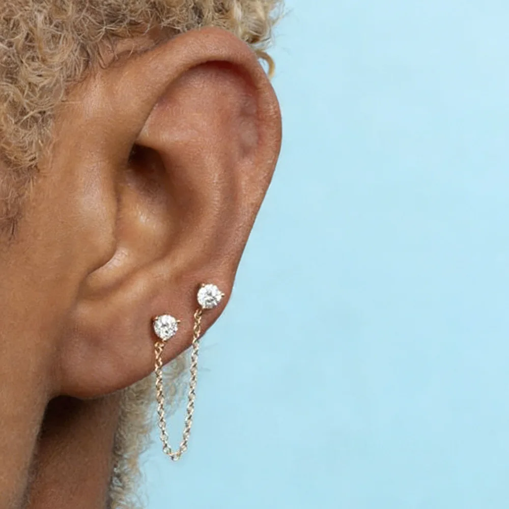 

Withered S925 Sterling Silver Chain Tassel Studded Diamond Earrings Earrings For Women Women's Earrings Ear Cuffs