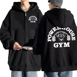 Powerhouse-Sudadera con capucha y cremallera para hombre, cárdigan deportivo de manga larga, estilo Punk, Harajuku, para gimnasio