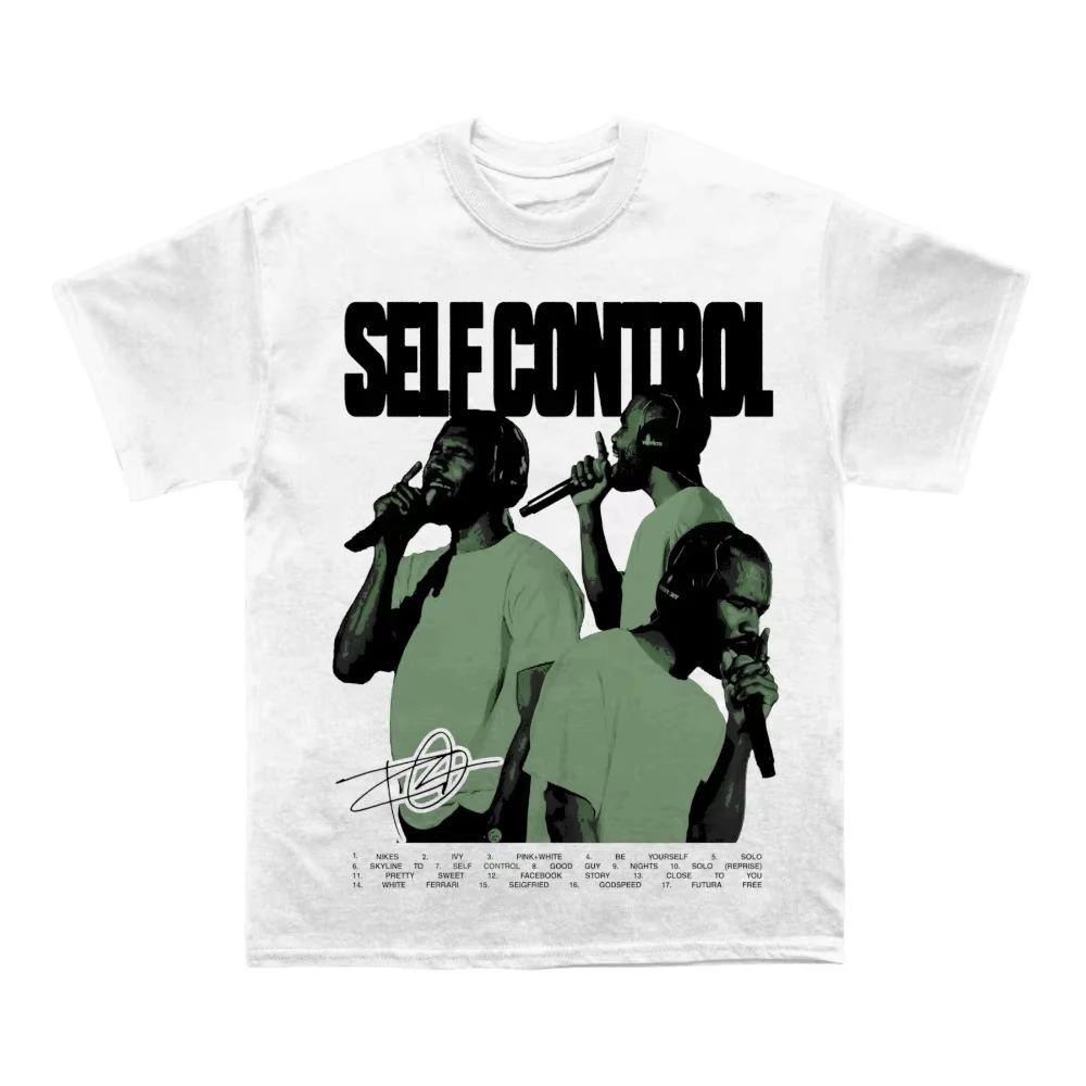 فرانك المحيط الوردي تي شيرت أبيض المرأة القطن تيز ريترو الهيب هوب قصيرة الأكمام الصيف التي شيرت Y2k بلايز الرجال الملابس الشارع الشهير