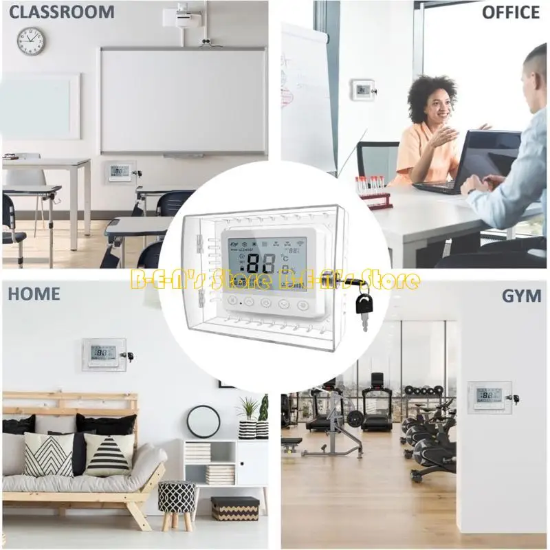 

Y1AD Acrylic Lock Box Wall Mounted Guard Commercial Home Clear Transparent Plastic Cover Easy Installation Protective Case