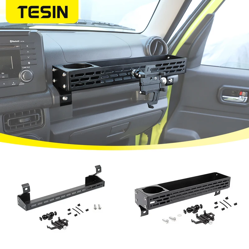 TESIN Co-pilot Handle Expansion Storage Box With Phone Holder Organizer For Suzuki Jimny 2019 2020 2021 2022 2023 Accessories