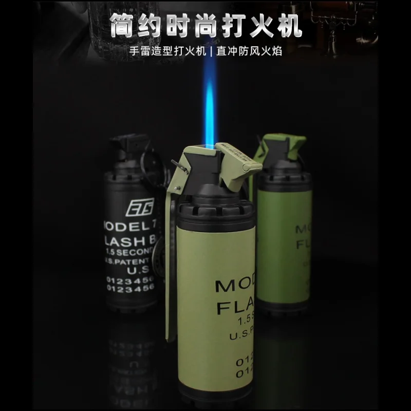 Nouveau style – Briquet à gaz butane en métal unique, forme grenade, torche – Cadeaux de festival, accessoires créatifs pour hommes, jouet, accessoires pour fumeurs