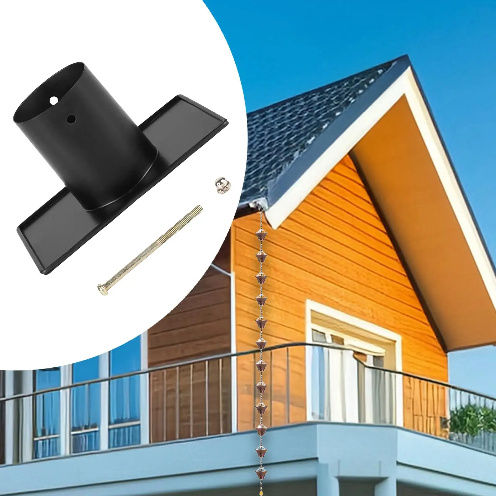 

Адаптер желоба для дождевой цепи для установки дождевой цепи, сверхмощный, прочный, железный, устойчивый к ржавчине, замена 13 см x 8 см x 6 см