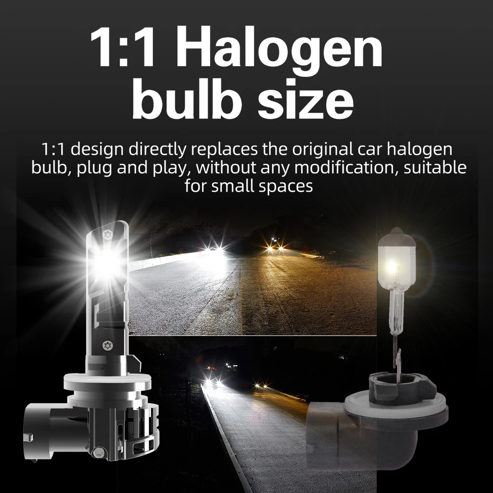 2pcs H27W/2 881 H27 PGJ13 LED White Motorcycle Fog Lamp 12V No Adapter Needed Canbus Error Free Turbo Diode Headlight Car Bulb view 6