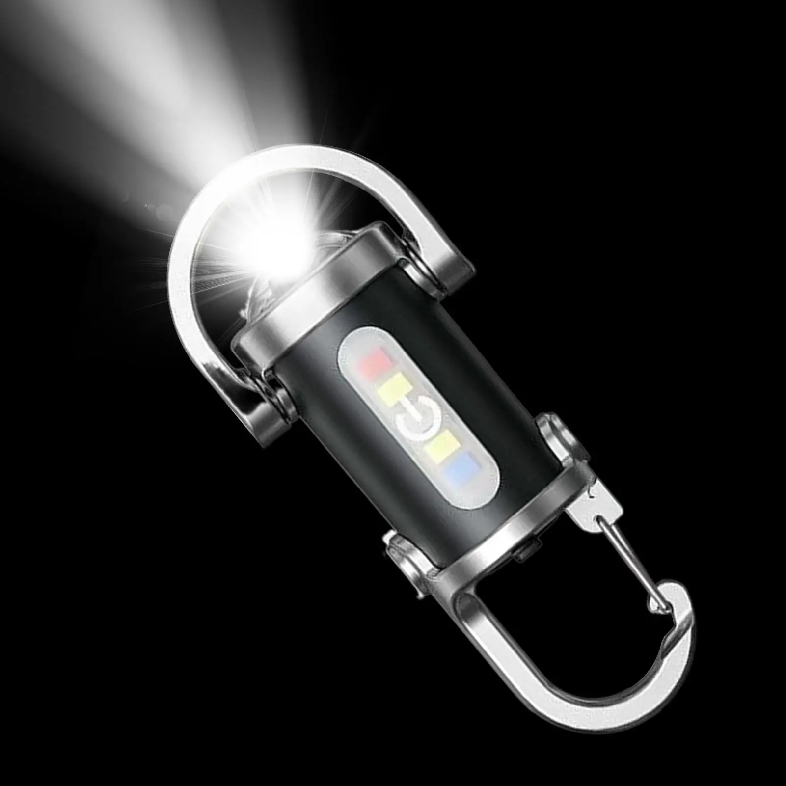 Multi Functional Mini Flashing Warning Keychain Light Outdoor Portable Hook Pocket Lighting Floodlight Flashlight