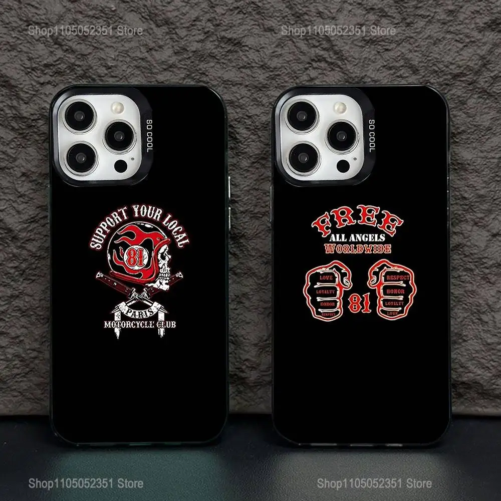 

Hells Angels Motorcycle 81 Phone Case For iPhone 16,15,14,13,12,11,Pro,XS,Max,Plus,Mini,SE Black Candy Matte Shockproof Cover