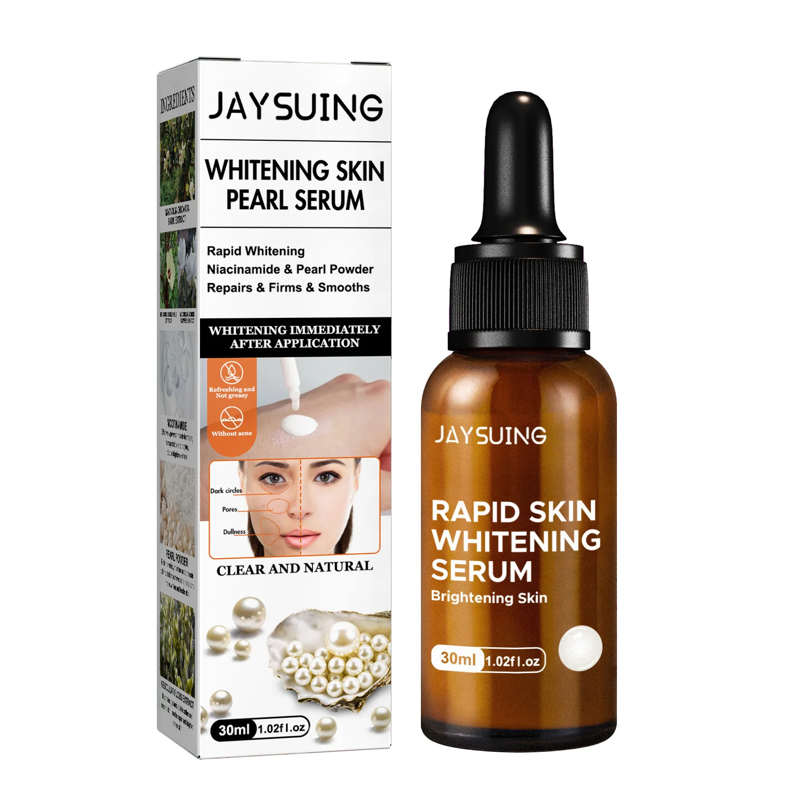 Whitening Skin Pearl Serum Repaid Whitening Face Essence, Repair Skin Barrier & Firms & Smooths, 30ml