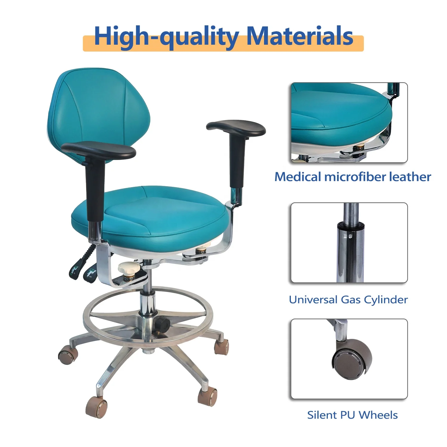Medical Chair Stool Adjustable Lift Stainless Steel Modern Hospital Workshop School Living Room Foldable Memory Foam