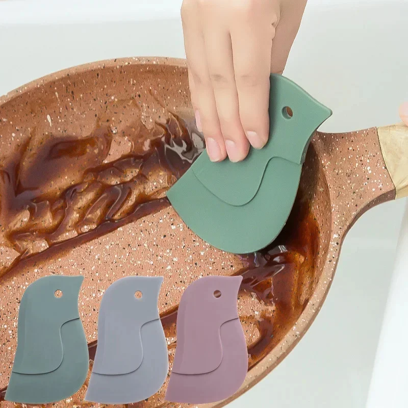 Household Kitchen Multifunctional Soft Scraper Dirt and Grease Cleaning Tool Silicone Scraper To Clean Pots and Oil Stains