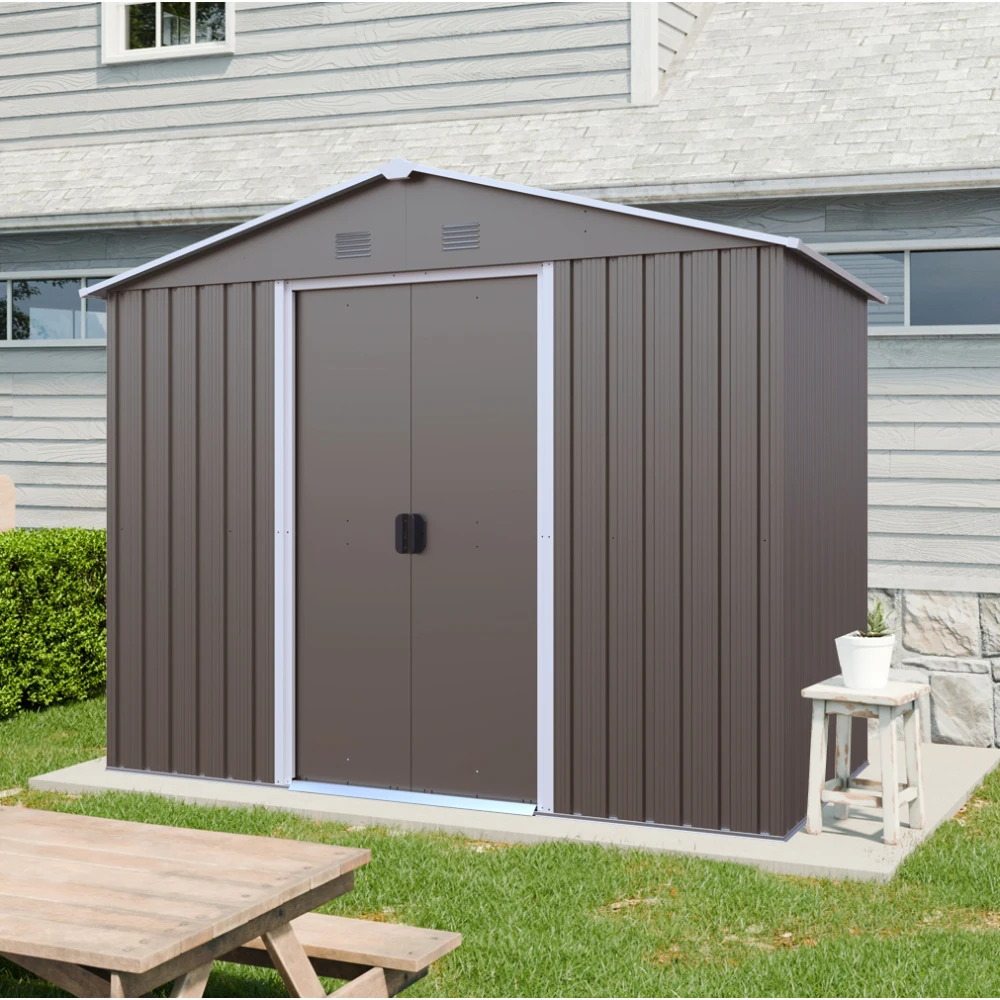 

8ft x 4ft Outdoor Metal Storage Shed with Metal foundation,Gray