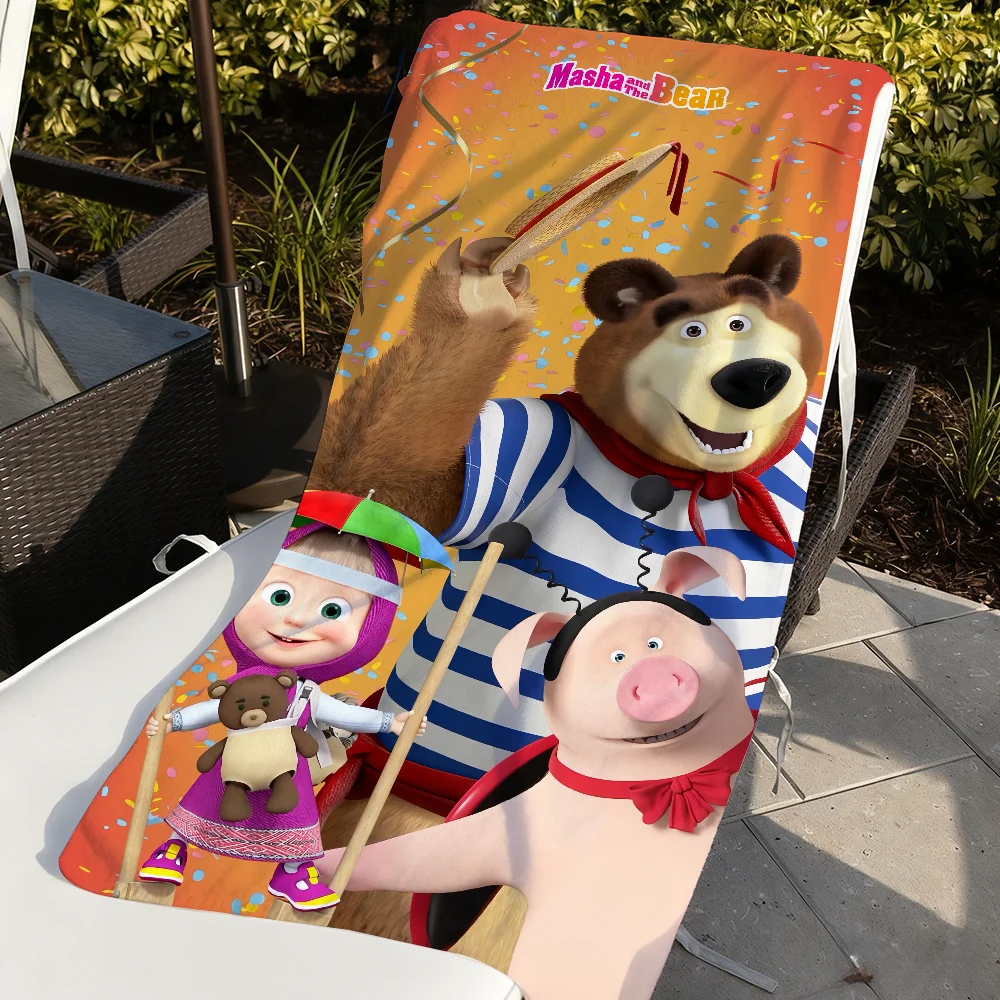 Cartoon M-Masha-and the B-Bear Cute Towel Quick Dry Soft Yoga Swimming Fitness Mountain Climbing Large Beach Towels