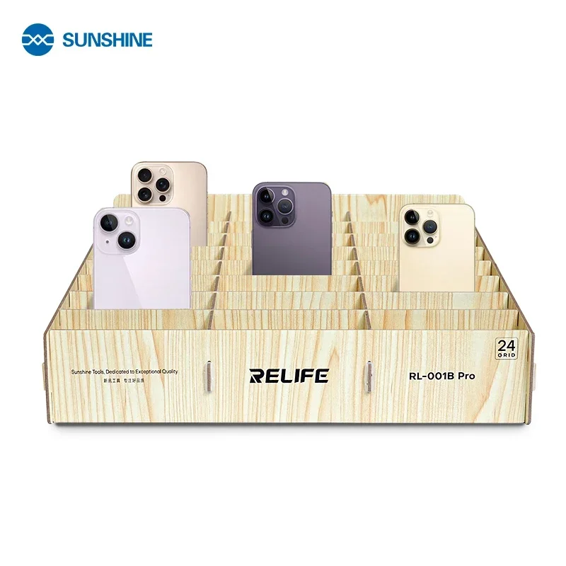 RELIFE RL-001B Pro Mobile Phone Storage Box Office Classroom 24 Grid Placement Rack Wooden Multi-grid Mobile Phone Storage Box