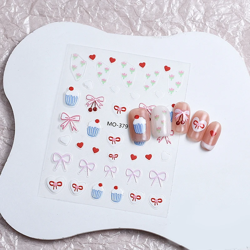 Cute Bow Love Nail Sticker Sweet Nail Styling Stereoscopic Relief For Girl Nail Decal Nail Art Salon Nail Art Enthusiasts